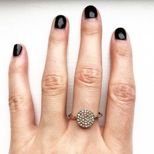 Chic & minimalist silver rhinestone disc ring